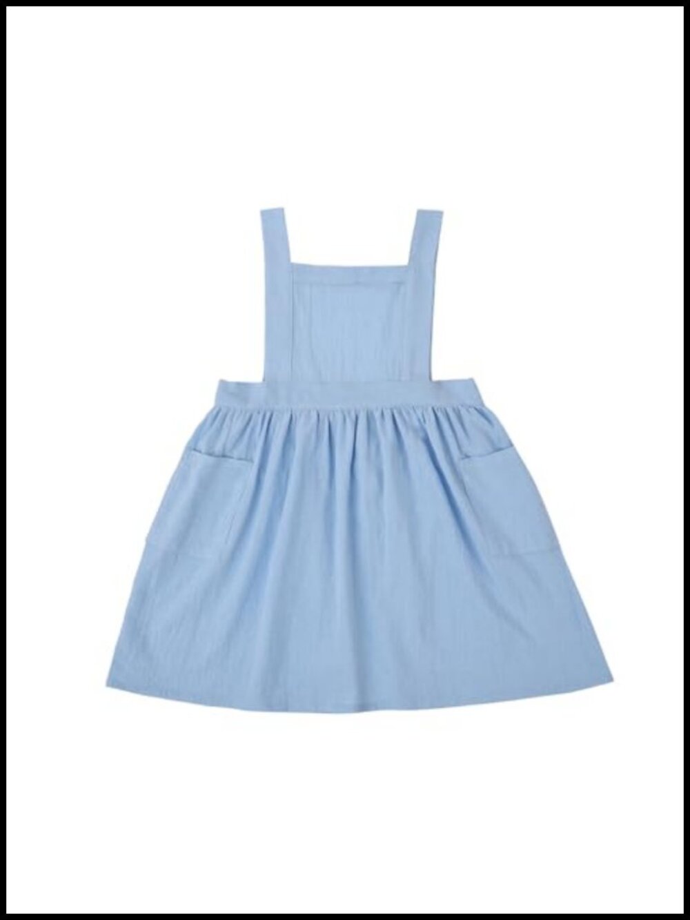 Kids Cotton Linen Pinafore Apron Adjustable Tie Waist 2 Pockets